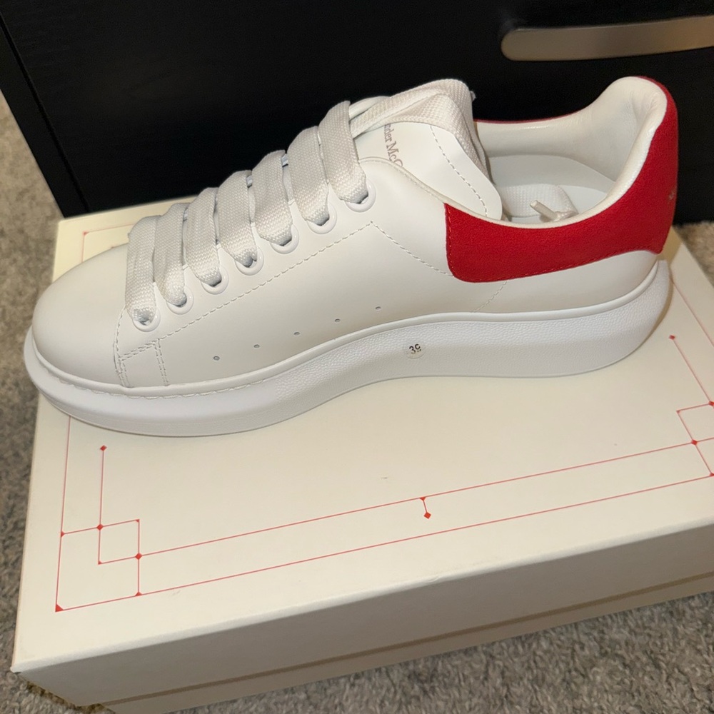 Alexander McQueen White and Red Sneakers (Brand New)